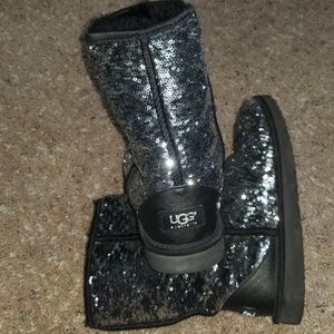 UGG black with silver sequin boots
